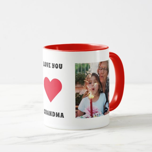 Personalised Custom Family Photo Love You Grandma Mug (Front Right)