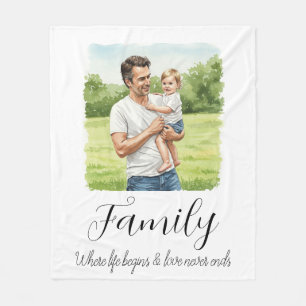 Personalised Custom Family Picture Fleece Blanket