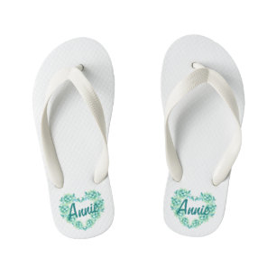 Personalised Custom Floral Heart Wreath Flip Flops