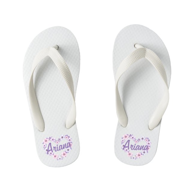 Personalised Custom Floral Heart Wreath Flip Flops (Footbed)