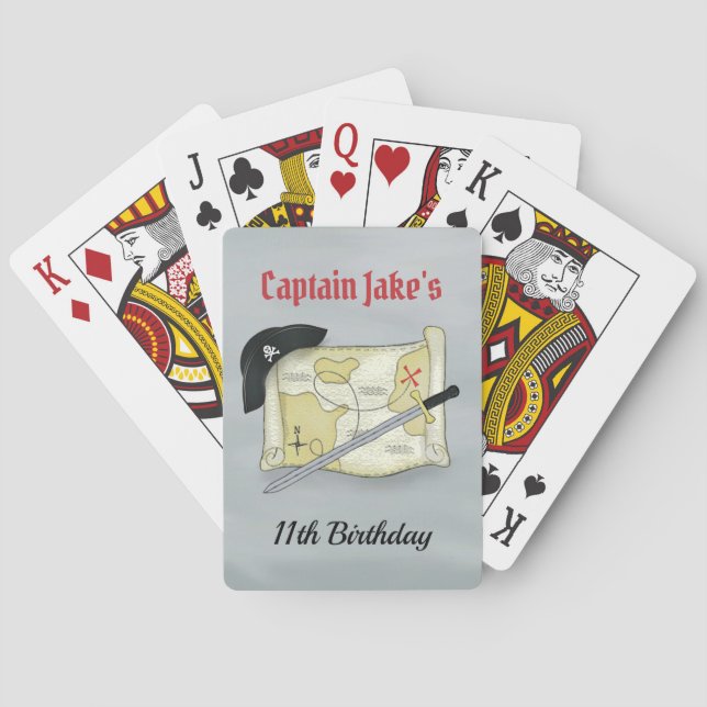 Personalised Custom Funny Pirate Map Gift Simple Playing Cards (Back)