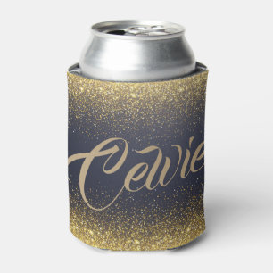 Personalised Custom Gold Glitter   Can Cooler