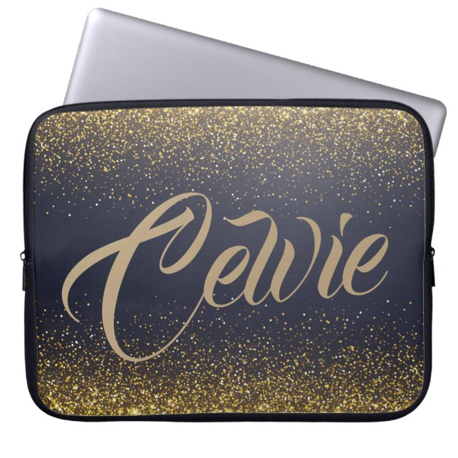 Personalised Custom Gold Glitter | Laptop Sleeve (Front)