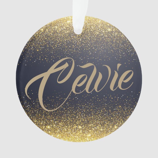Personalised Custom Gold Glitter | Ornament (Front)