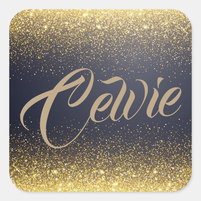 Personalised Custom Gold Glitter | Sticker Seal (Front)