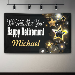 Personalised Custom Gold Star Retirement Banner