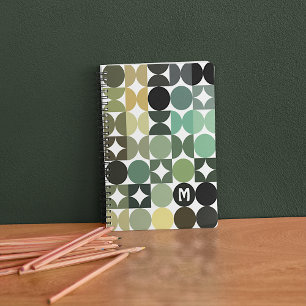 Personalised Custom Green Black Brown Retro Art Notebook