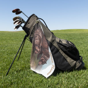 Personalised Custom Grizzly Bear Gifts Golf Towel