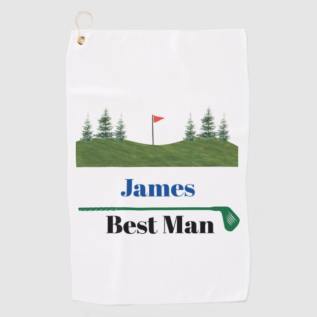 Personalised Custom Groomsmen Wedding Golf Towel (Front)