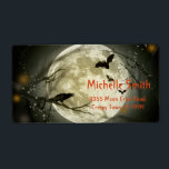 Personalised Custom Halloween Crow with Moon<br><div class="desc">These is spooky, creepy Halloween address label. This label background is black crow or raven silhouette, perched in a dark, front of the full moon in the fog. The orange text is customisable in this easy template. This is the unique address labels to use on your invitations, greeting cards, etc....</div>