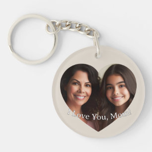 Personalised Custom Heart Photo Add Name for Mum Key Ring