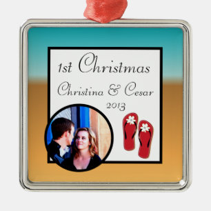 Personalised Custom His/Hers Sandals On Beach plam Metal Tree Decoration