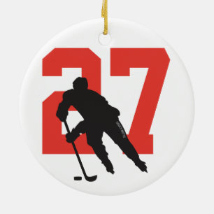 Personalised Custom Hockey Player Number Ceramic Tree Decoration