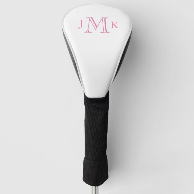 Personalised Custom Hot Pink Monogram Driver Golf Head Cover (Front)