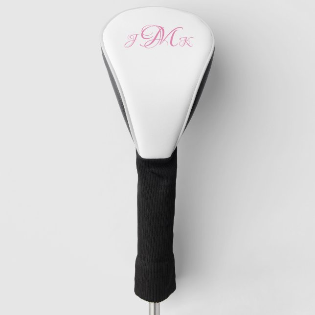 Personalised Custom Hot Pink Script Monogram Golf Head Cover (Front)