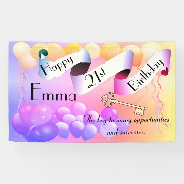 Personalised Custom Idea Happy 21st Birthday Banner (Horizontal)