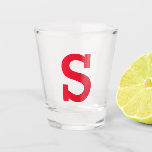 Personalised Custom Initial Letter Red Shot Glass