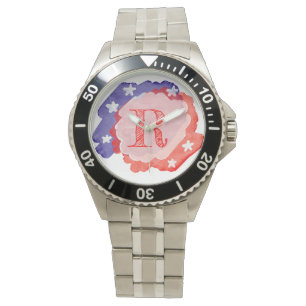 Personalised Custom Initial USA Patriotic Watch