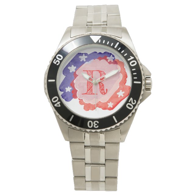 Personalised Custom Initial USA Patriotic  Watch (Front)