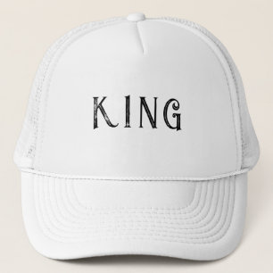 Personalised Custom King Text name White Colour Trucker Hat