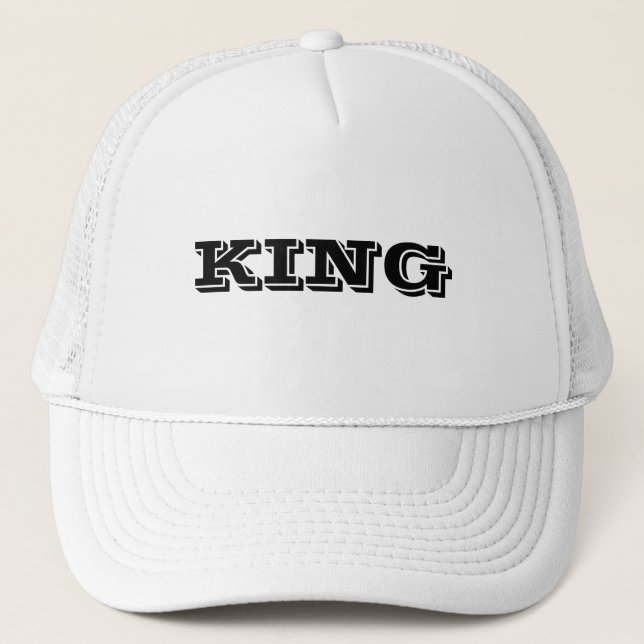 Personalised Custom King Text name White Colour Trucker Hat (Front)