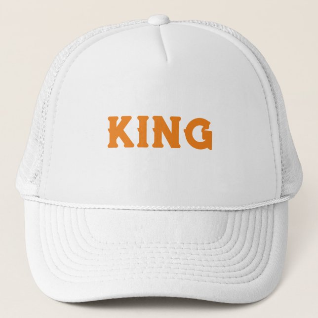 Personalised Custom King Text White and White Trucker Hat (Front)