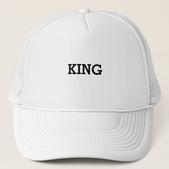 Personalised Custom King Text White Trucker Hats (Front)