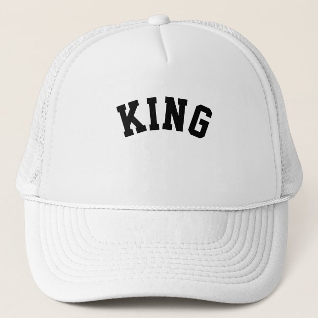 Personalised Custom King Text White Trucker Hats (Front)