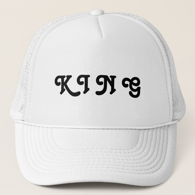 Personalised Custom King Text White Trucker Hats (Front)