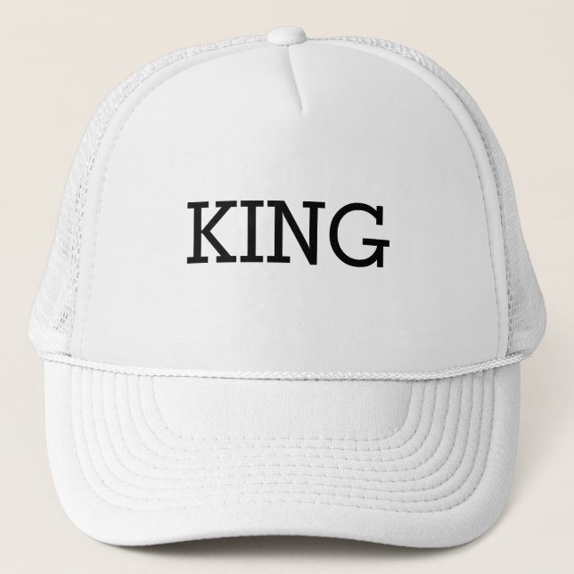 Personalised Custom King Text White Trucker Hats (Front)
