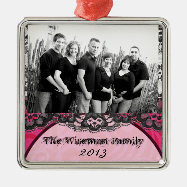 Personalised Custom Lace Zebra Prin PHOTO Ornament (Front)