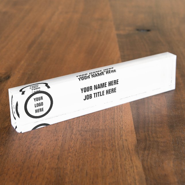 Personalised Custom Logo Elegant Desk Nameplate (Side)