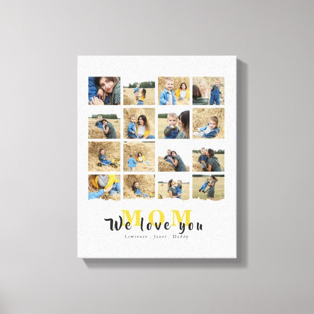 Personalised Custom Love You mum 16 family Photo Canvas Print (Front)