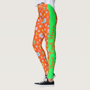 Personalised Custom Made Red Floral Pattern Leggings