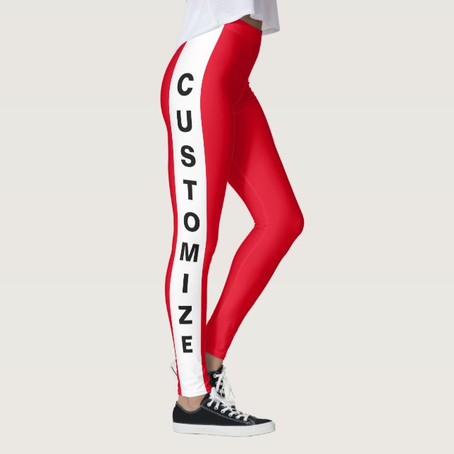 Personalised Custom Made Stylish Chic Red White Leggings (Right)
