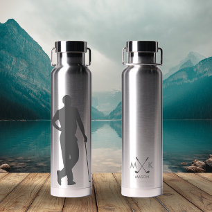 Personalised Custom Male Golfer Water Bottle