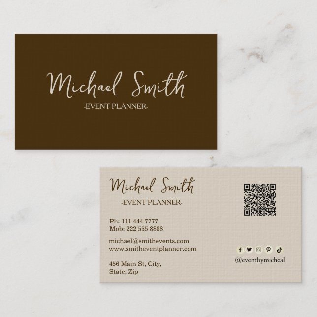 Personalised Custom Minimalist Modern QR Code Logo Business Card (Front/Back)