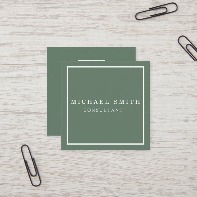 Personalised Custom Minimalist Modern QR Code Logo Square Business Card (Front/Back In Situ)