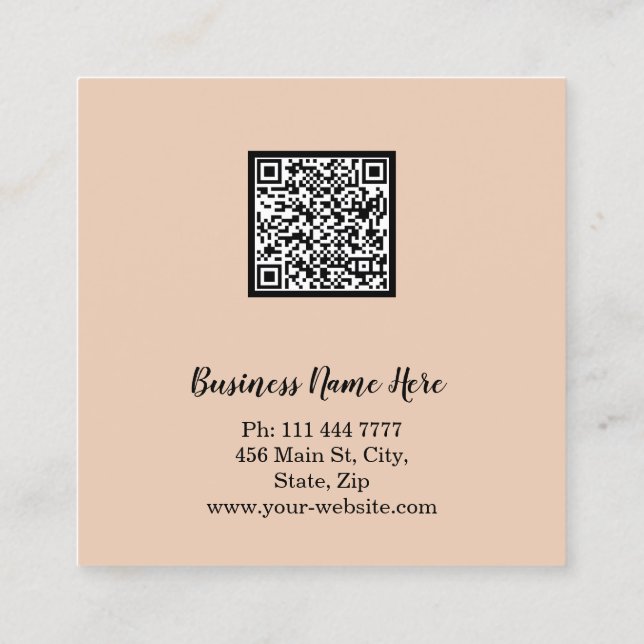 Personalised Custom Minimalist Modern QR Code Logo Square Business Card (Back)