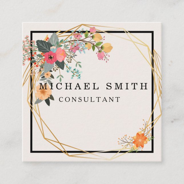 Personalised Custom Minimalist Modern QR Code Logo Square Business Card (Front)