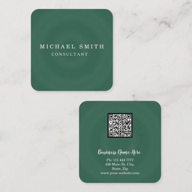 Personalised Custom Minimalist Modern QR Code Logo Square Business Card (Front/Back)