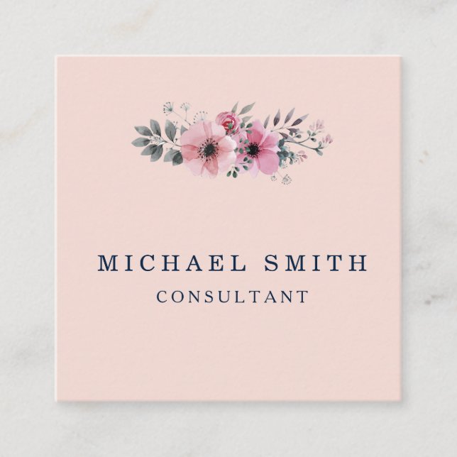 Personalised Custom Minimalist Modern QR Code Logo Square Business Card (Front)