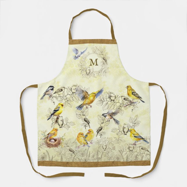 Personalised Custom Monogram Backyard Birds Apron  (Front)