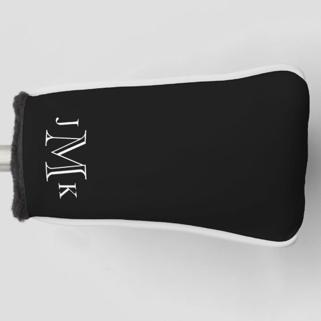 Personalised Custom Monogram Black Putter Golf Head Cover (Front)
