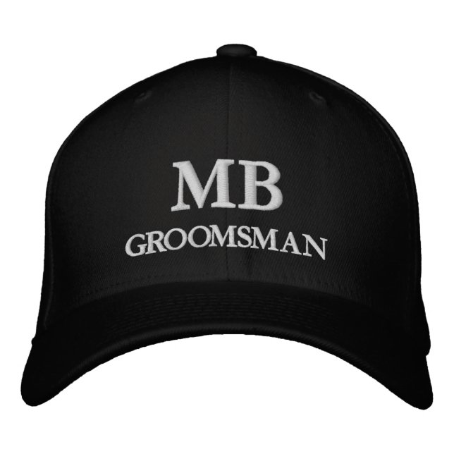 Personalised Custom Monogram Groomsman Embroidered Hat (Front)