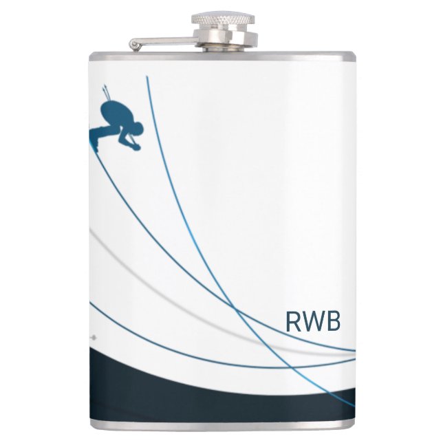 Personalised custom monogram initials ski cabin  g hip flask (Front)