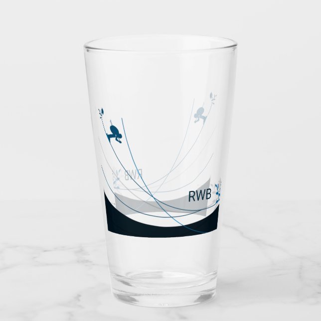 Personalised custom monogram initials ski cabin  glass (Front)