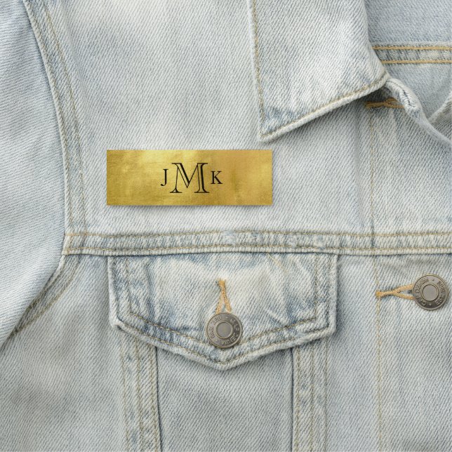 Personalised Custom Monogram Metallic Gold Name Tag (In Situ)