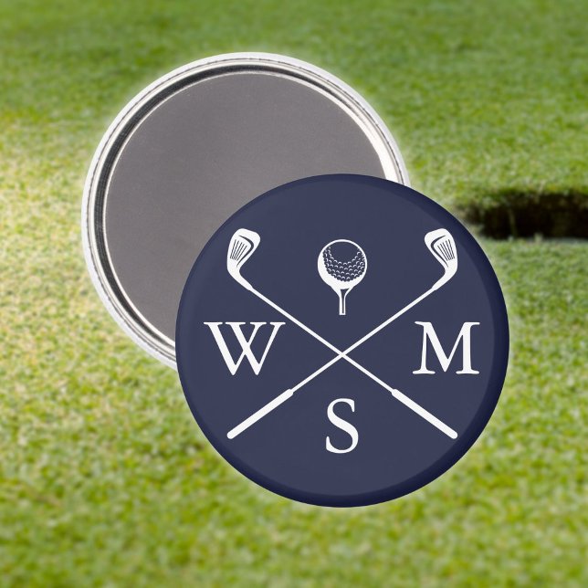 Personalised Custom Monogram Navy Blue Magnet (Personalized Custom Monogram Navy Blue Magnet)