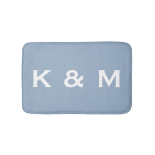 Personalised Custom Monogrammed Blue Grey Bath Mat